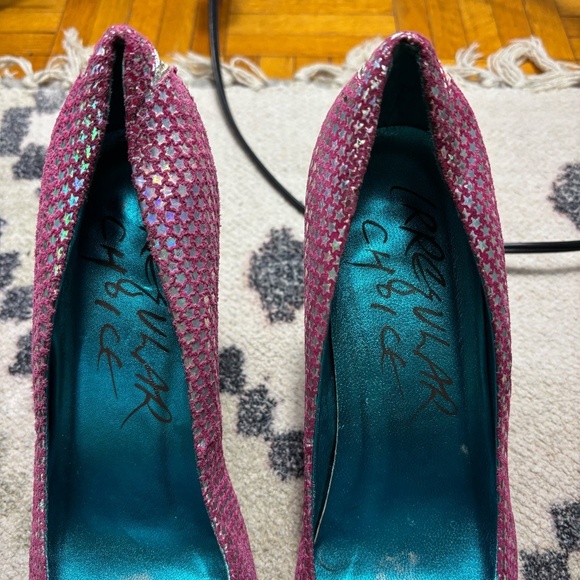 +++ RARE irregular choice shoes. Pink leather with holographic stars - Picture 4 of 6